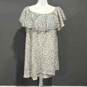 Umgee Floral Lace Off Shoulder Ruffle Dress L